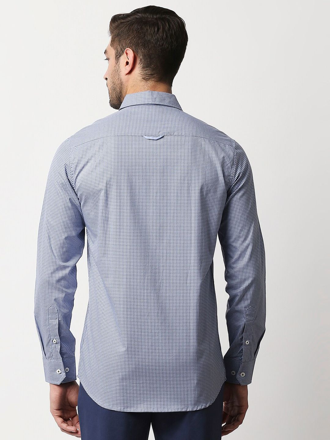 Thomas Scott Men Pure Cotton Blue Relaxed Micro Checks Checked Casual  Shirt