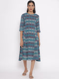 W Striped A-Line Midi Cotton Dress