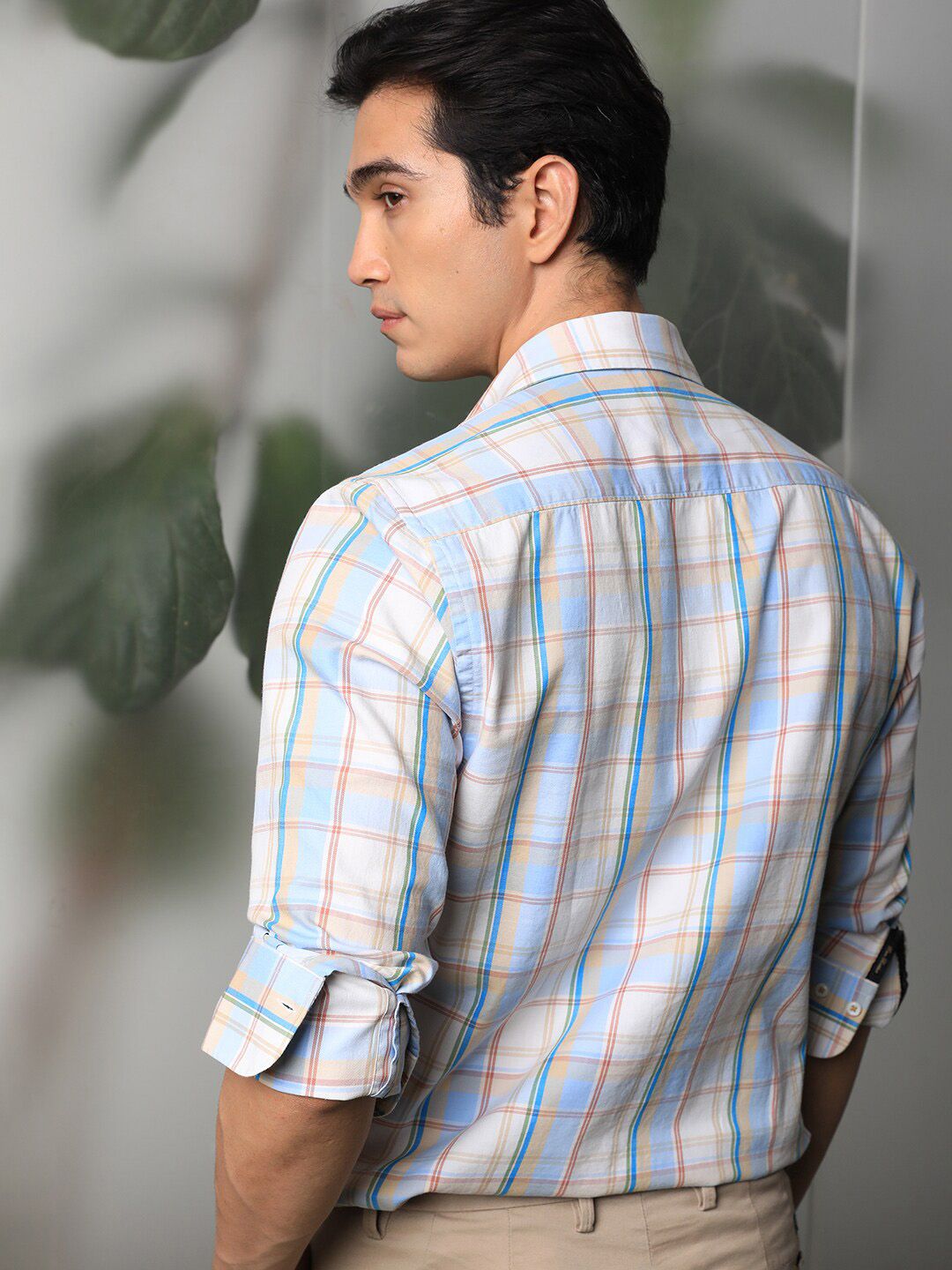 RARE RABBIT Men Campo Slim Fit Tartan Check Opaque Cotton Shirt