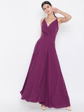 Berrylush Women Purple Solid Maxi Dress