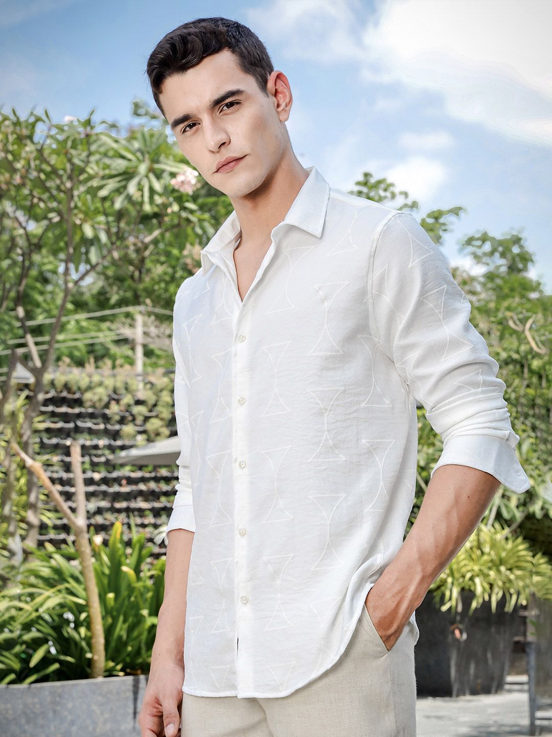 Thomas Scott Men Smart Slim Fit Baju Kasual Legap