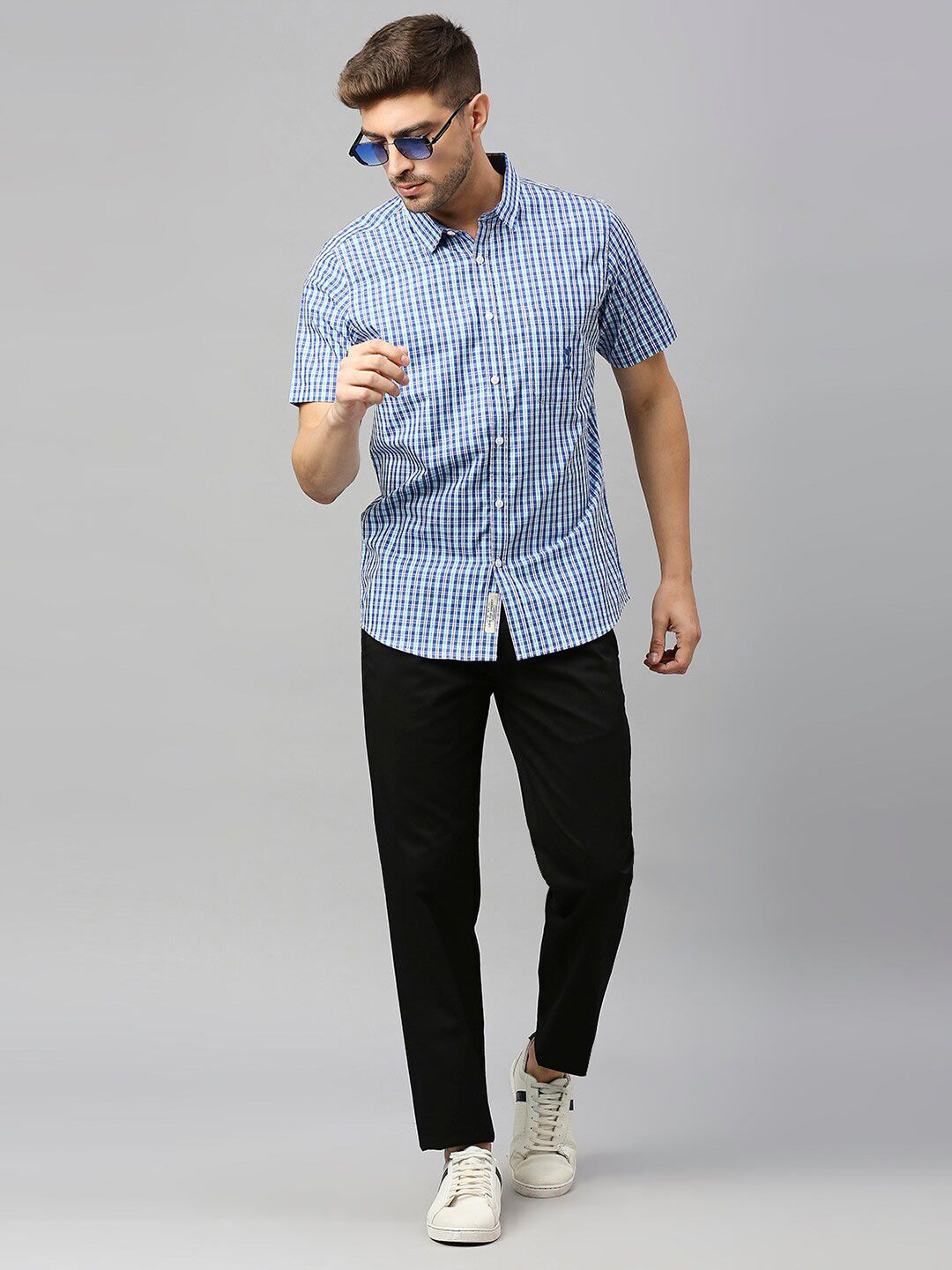 Thomas Scott Classic Slim Fit Gingham Checks Pure Cotton Casual Shirt
