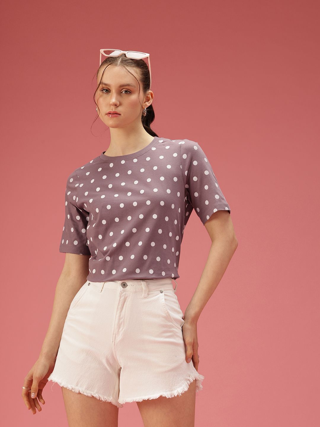 DressBerry Polka Dot Printed Pure Cotton T-shirt