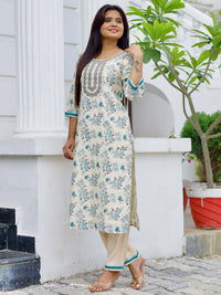 Libas Floral Printed Regular Chanderi Silk Kurta with Palazzos