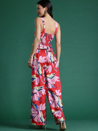 DressBerry Women Floral Printed Smocked Top with Trousers Co-Ord Set