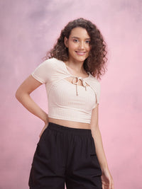 DressBerry Tie-Ups Shrug Detail Crop Top