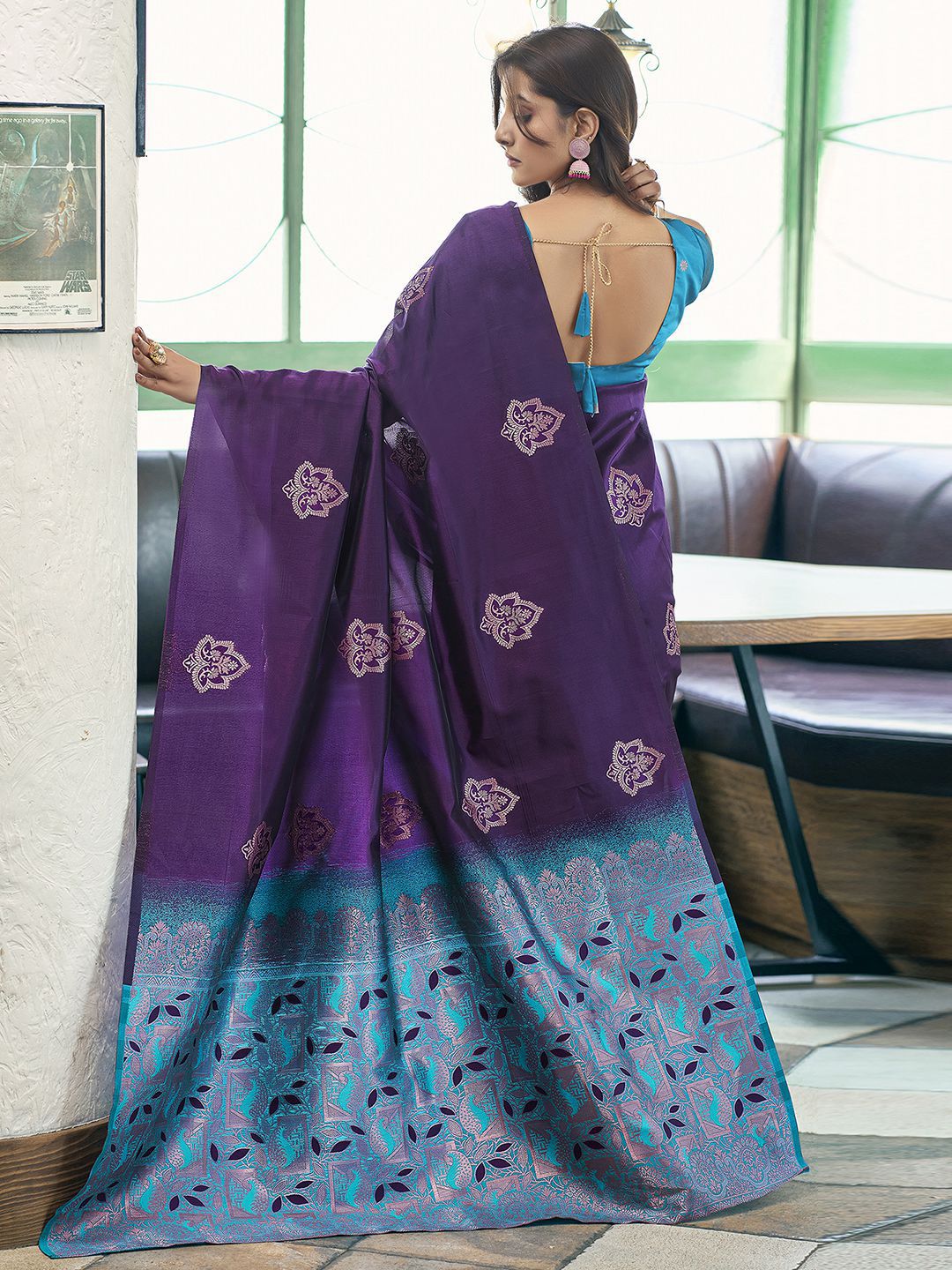 KALINI Floral Zari Silk Blend Saree