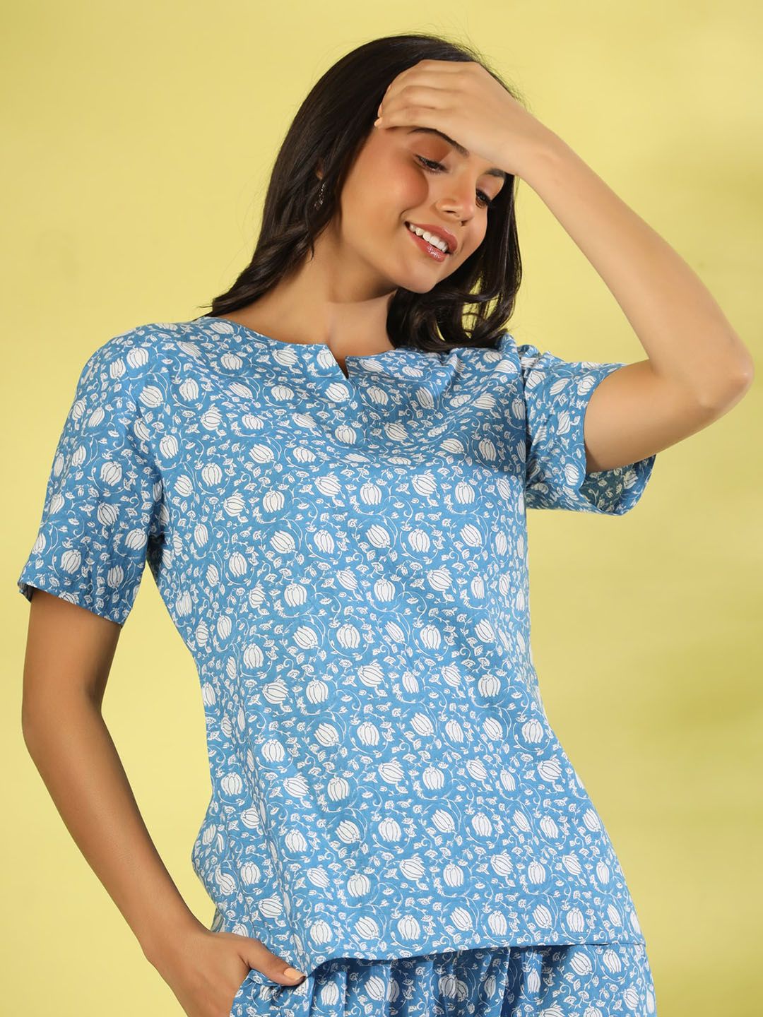 SANSKRUTIHOMES Women Printed Pure Cotton Night suit