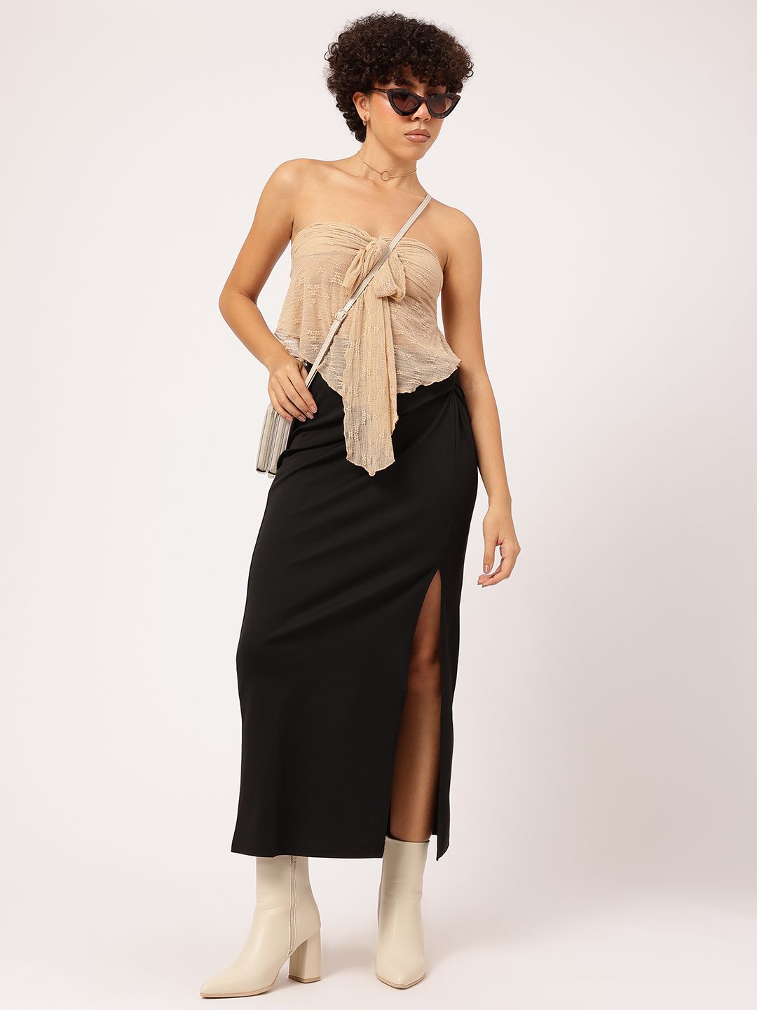 DressBerry Blush Bloom Lacey Bandaeu Crop Top