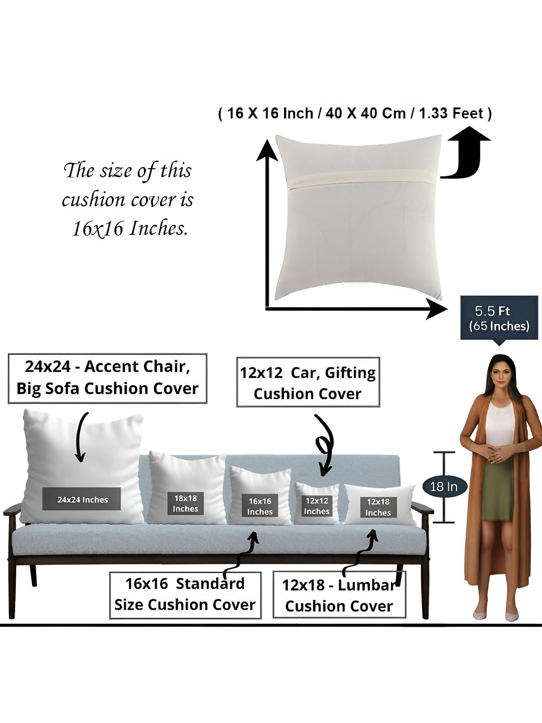 STITCHNEST White & Orange Embroidered Square Cushion Covers