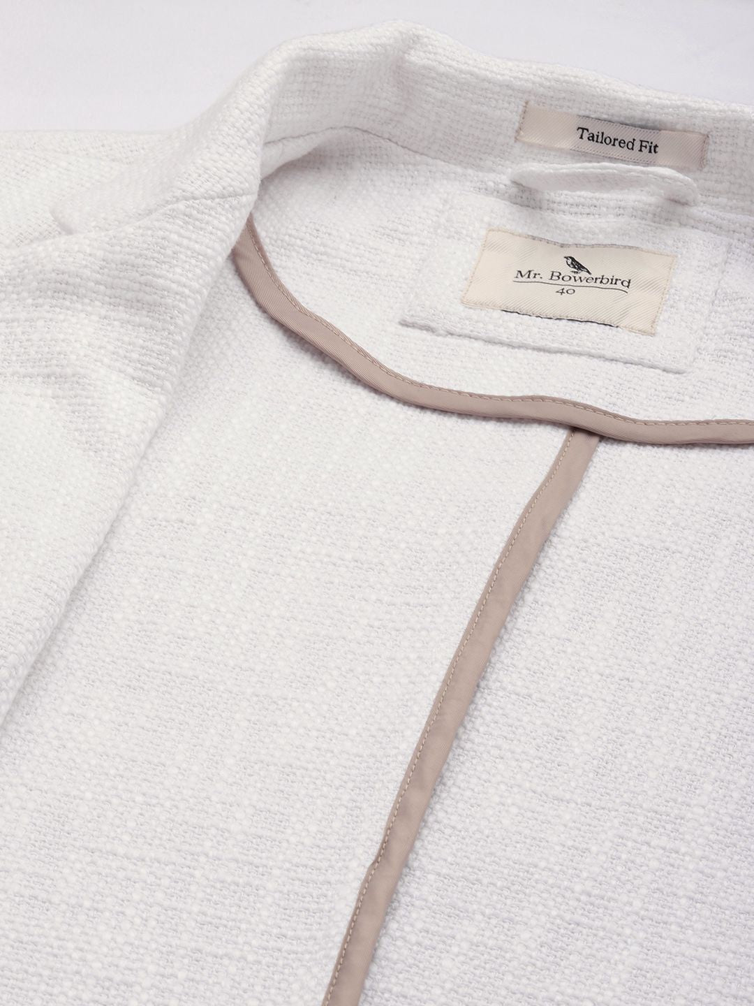 Mr Bowerbird  Pure Cotton Self Design Textured Tailored Fit Casual Blazers