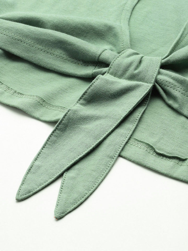 HRX by Hrithik Roshan Printed Pure Cotton Yoga T-shirt with Knotted-Back