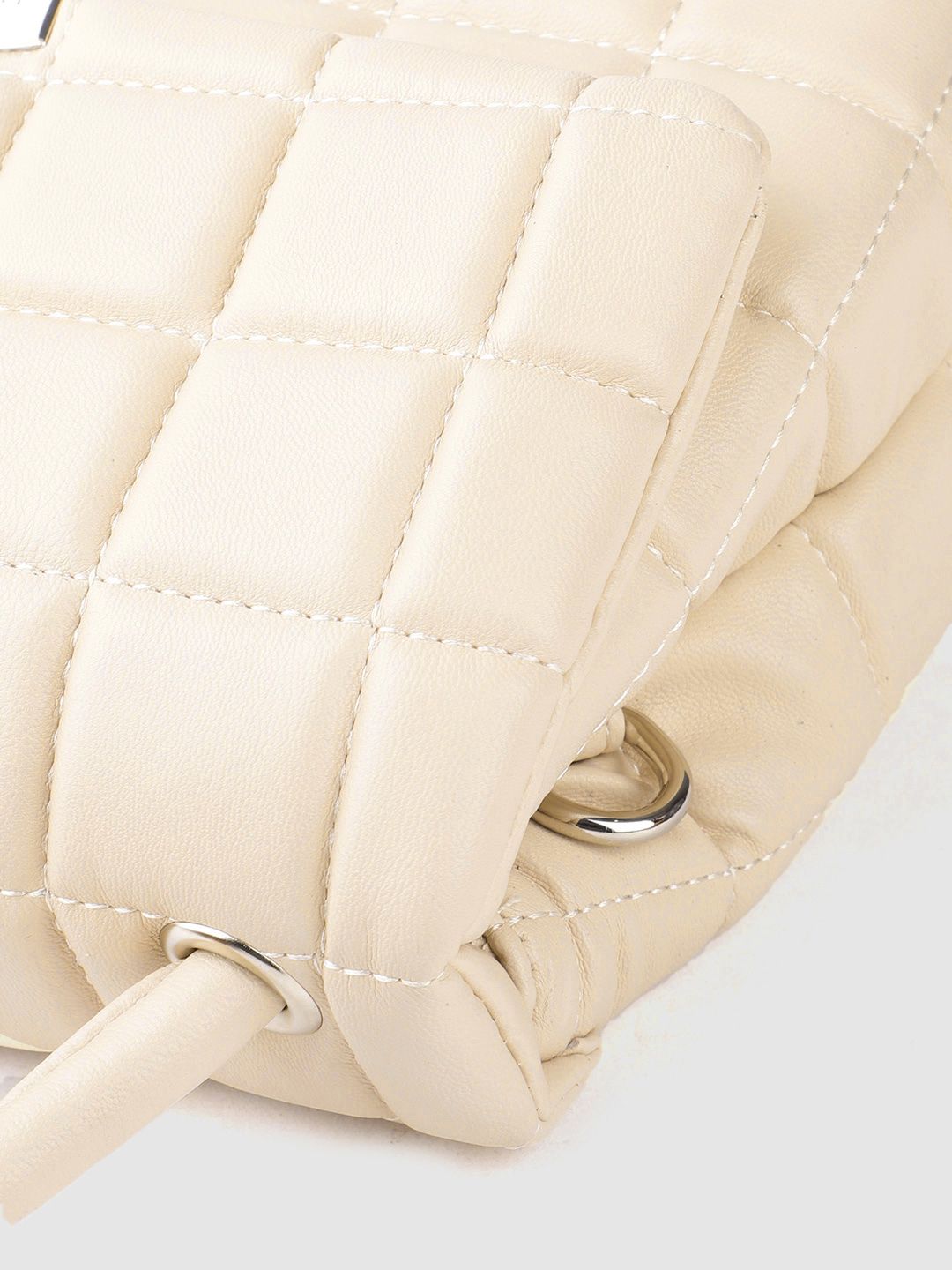 Lino Perros Women Cream-Coloured Quilted Satchel