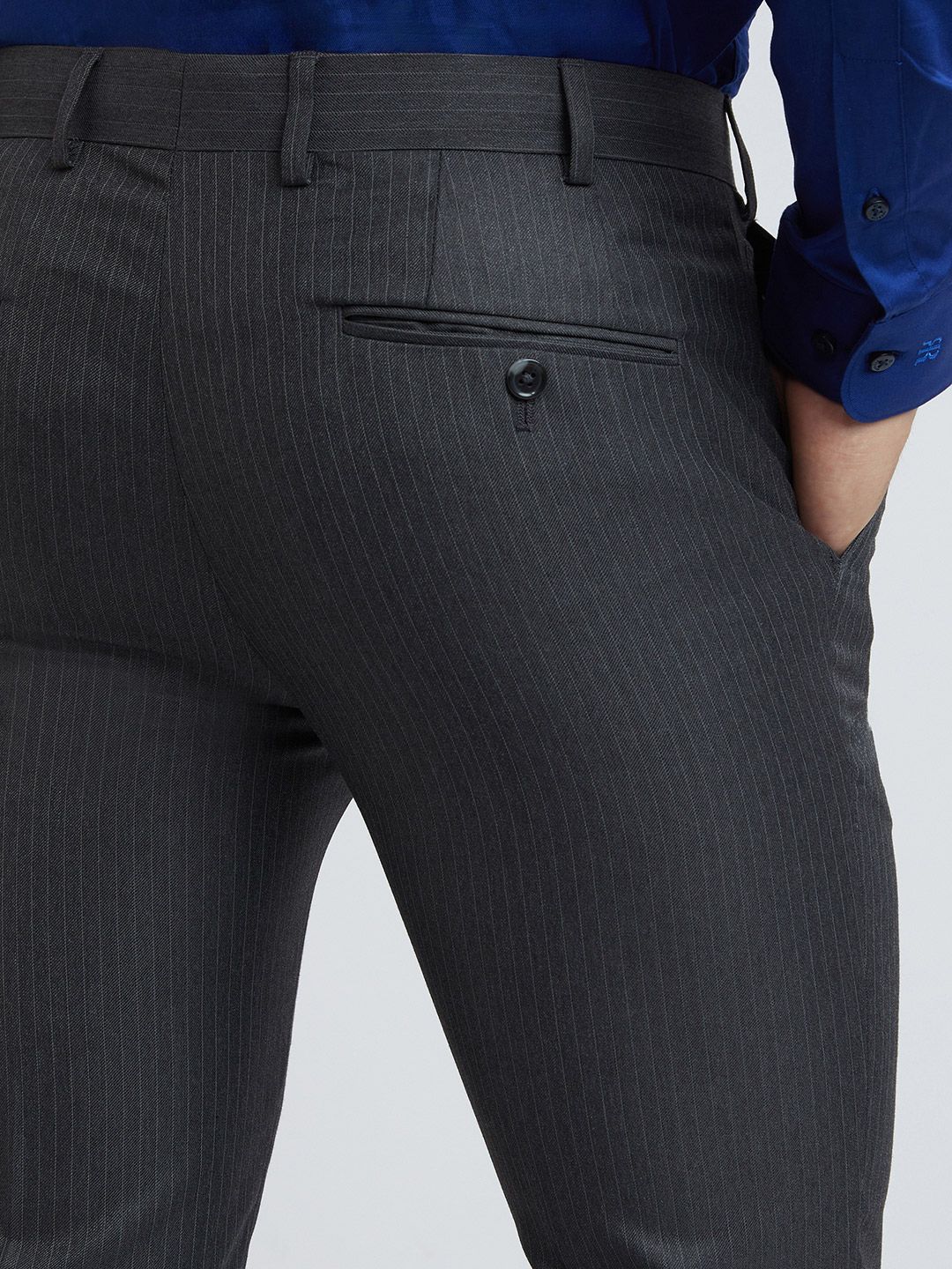 Raymond Men Charcoal Slim Fit Solid Formal Trousers