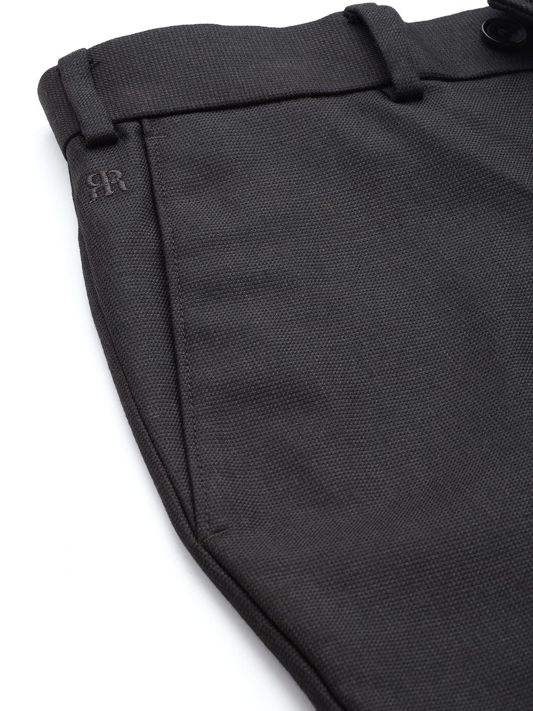 Raymond Men Textured Slim Fit Mid-Rise Formal Trousers