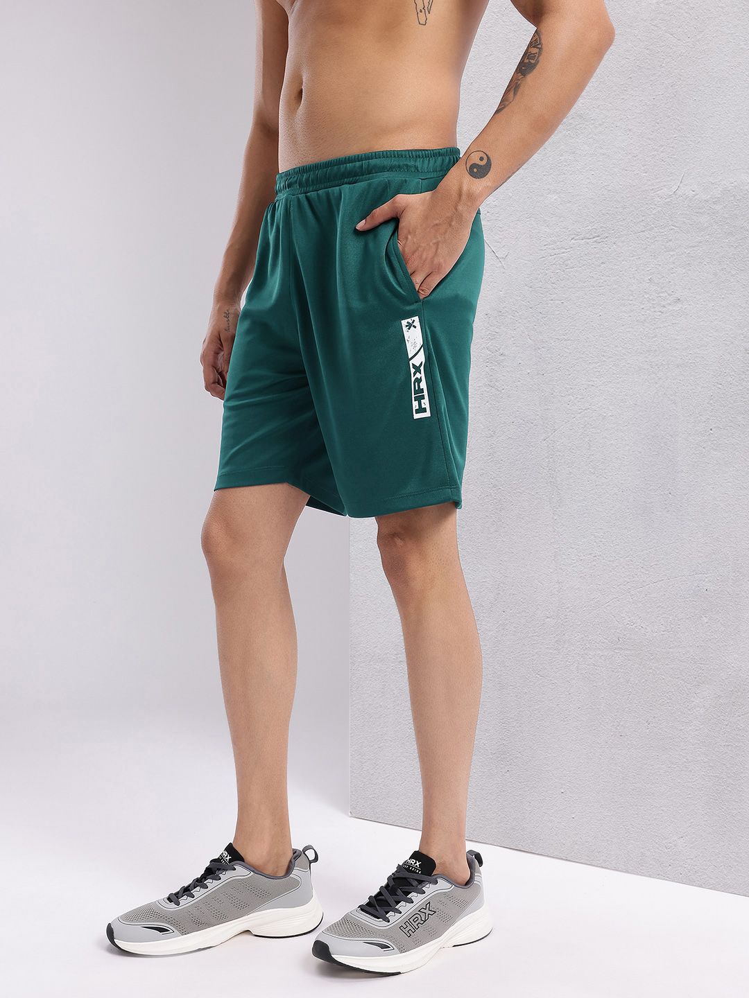 HRX by Hrithik Roshan Men Brand Logo Printed Mid-Rise Rapid-Dry Training Shorts