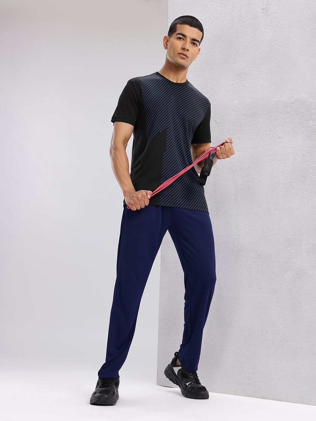 HRX by Hrithik Roshan Striped Rapid-Dry Training T-shirt with Panelling