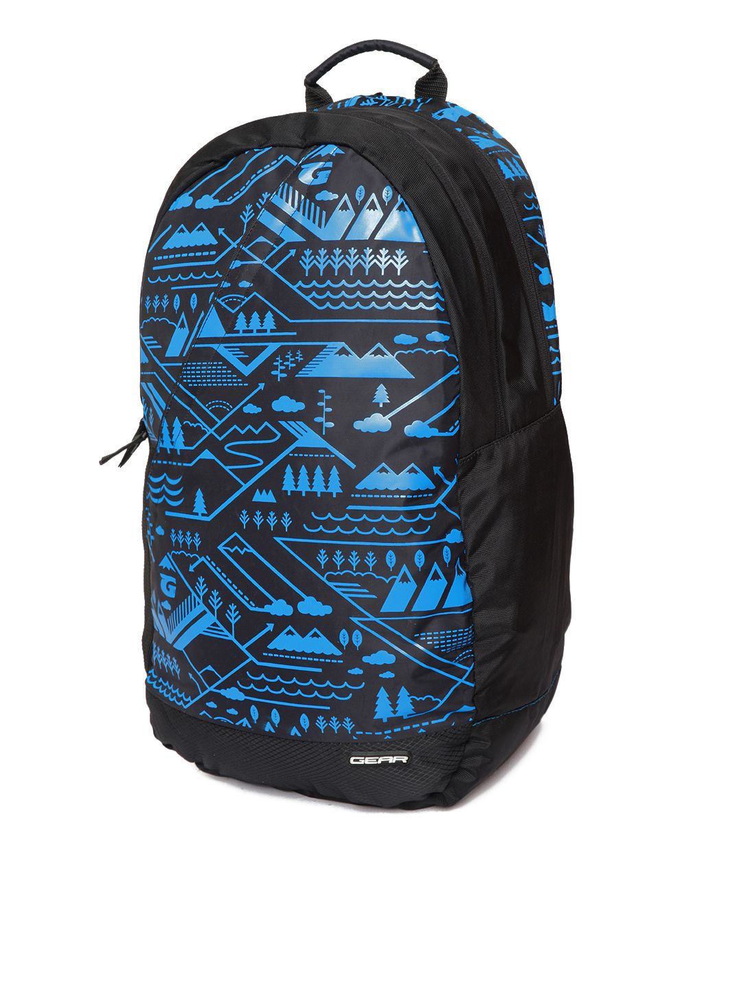 Gear Unisex Black & Blue Graphic Backpack