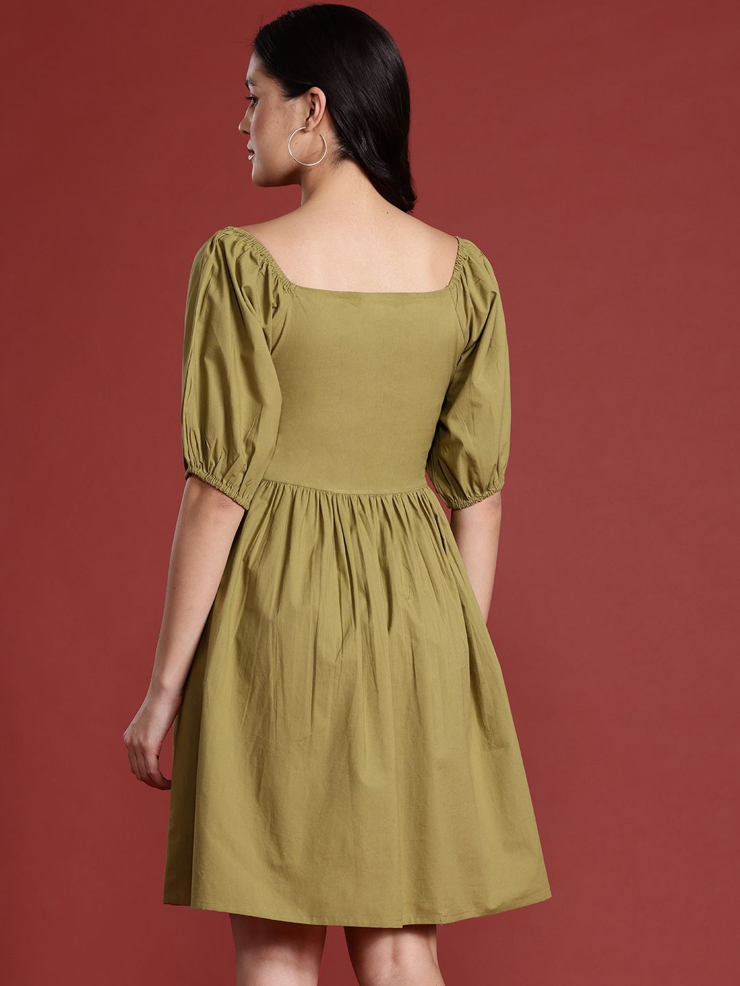 all about you Cotton Smocked Detail Fit & Flare Dress