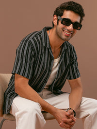 Powerlook Men Opaque Striped Casual Shirt