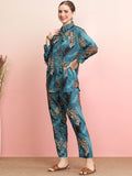 Indo Era Printed Collar Shirt With Trousers Co-Ords