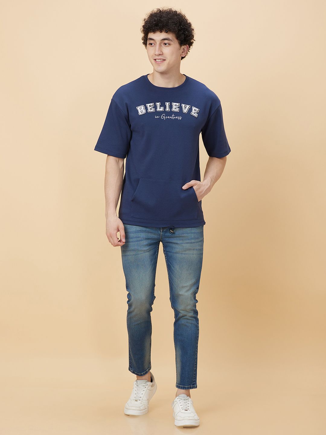 Being Human Men Typography Printed Applique T-shirt