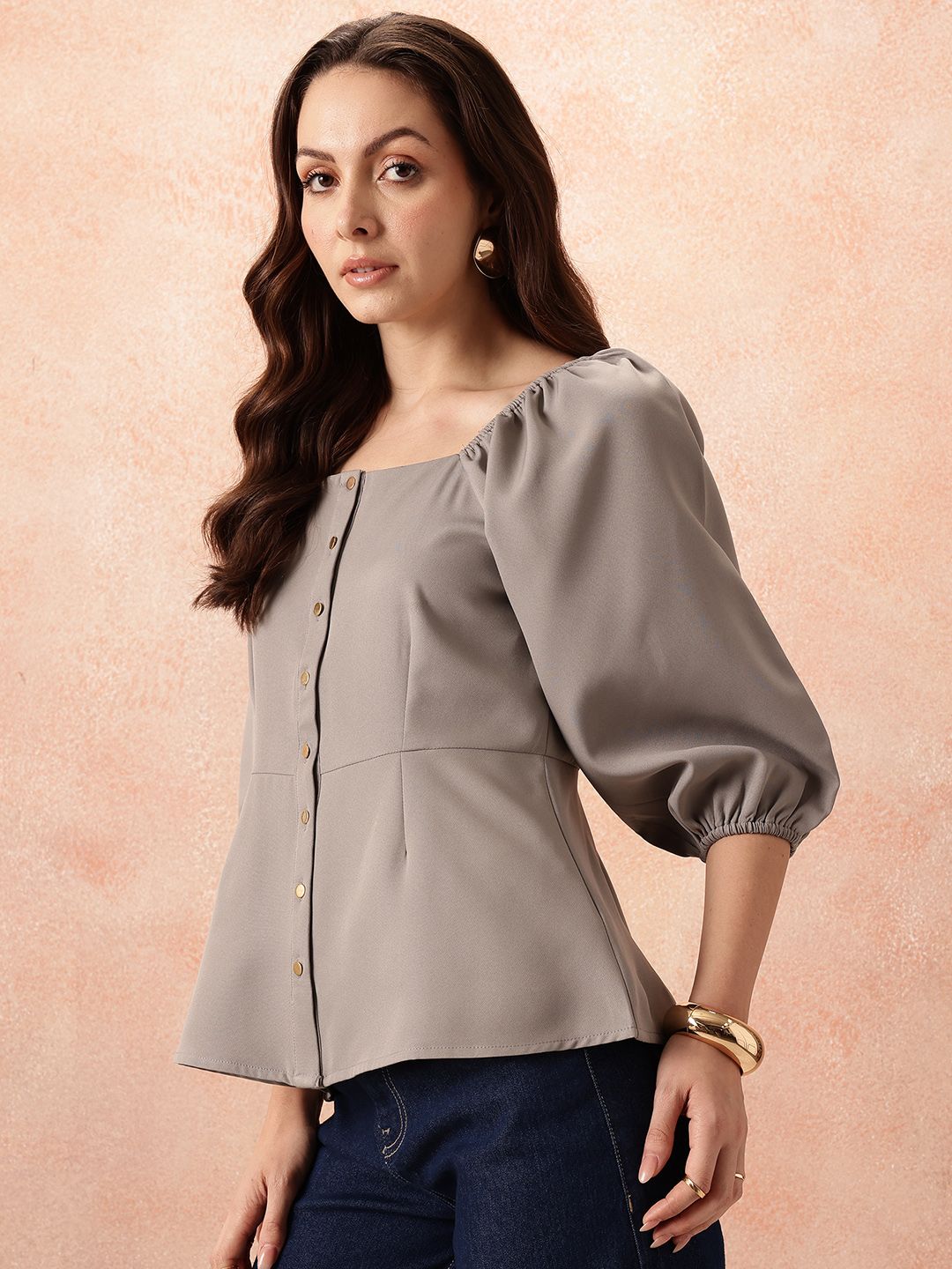 all about you Square Neck Puff Sleeve Top