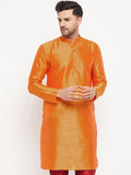 VASTRAMAY Mandarin Collar Silk Blend Straight Kurta