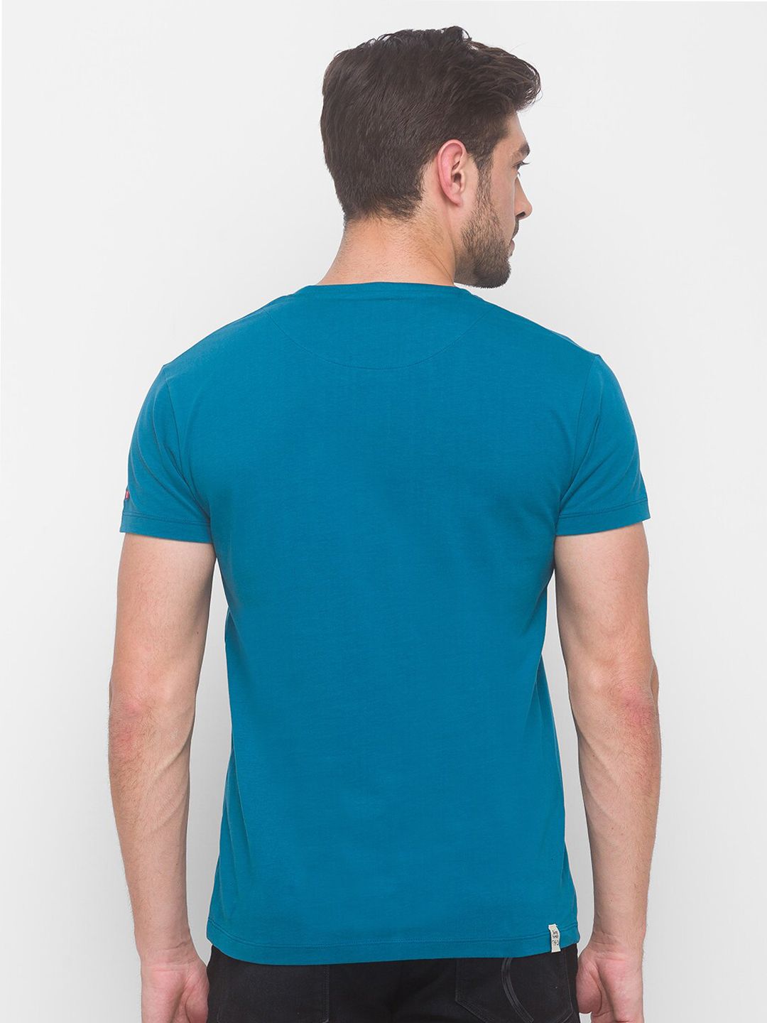 Being Human Men Blue & Yellow Printed Round Neck Cotton T-shirt