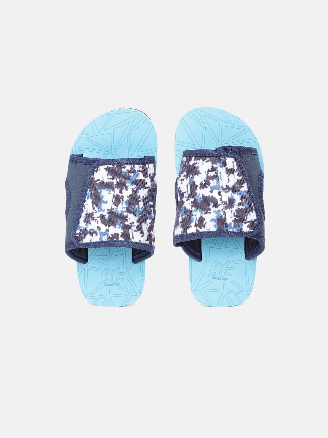 YK Boys Blue & Brown Abstract Print Sliders