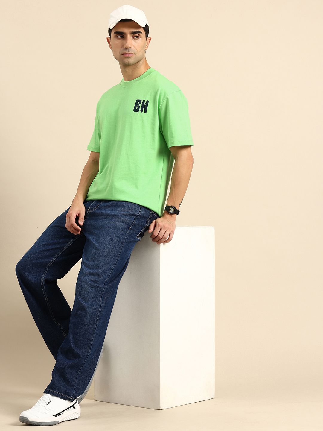 Being Human Brand Logo Printed Pure Cotton Slim Fit T-shirt