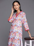 Varanga Floral Printed Flared Sleeves Sequinned Kurta