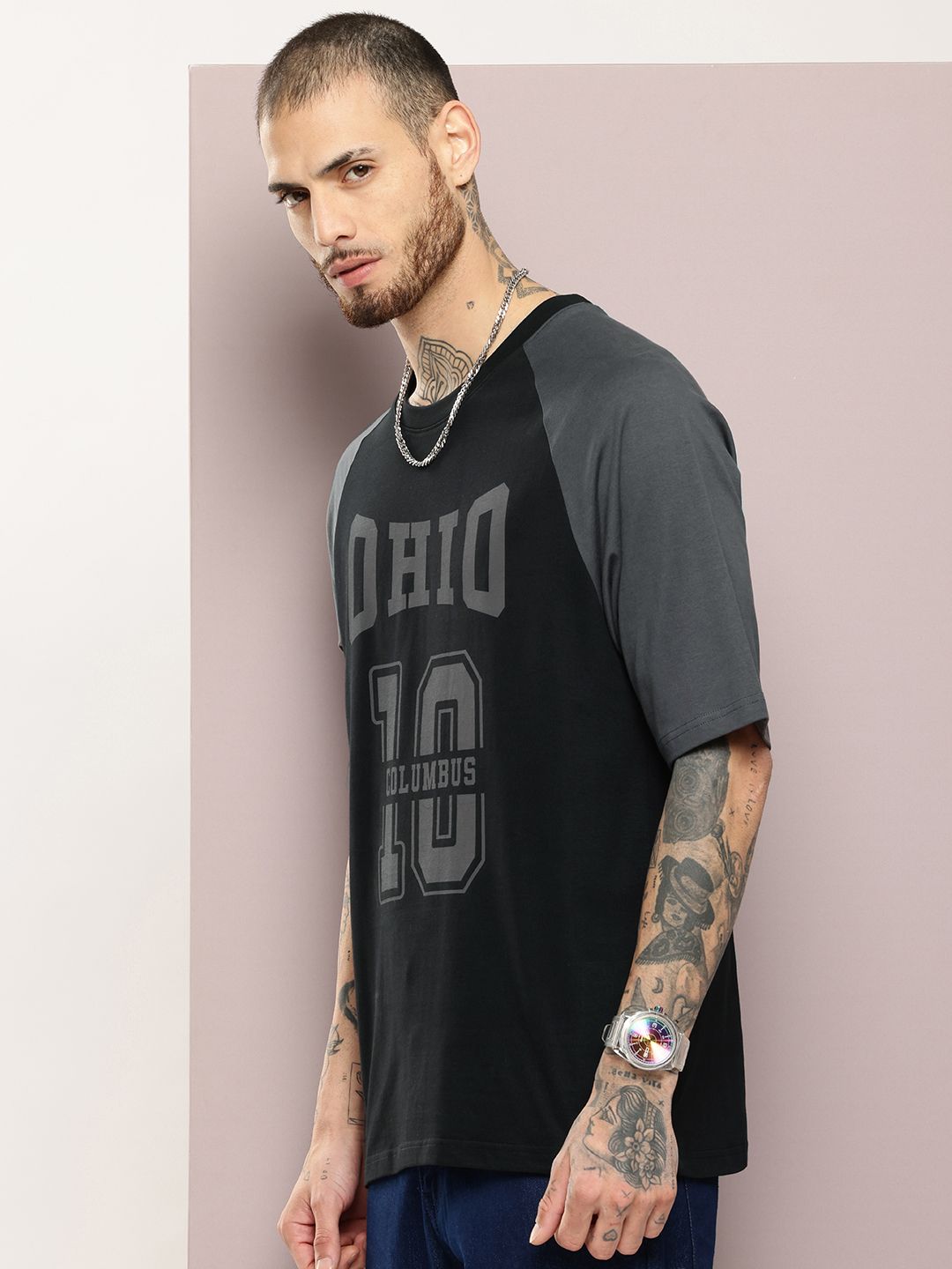 DILLINGER Men Typography Printed Oversized T-shirt