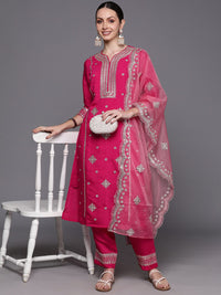 Indo Era Ethnic Motifs Embroidered Panelled Gotta Patti Kurta with Trousers & With Dupatta