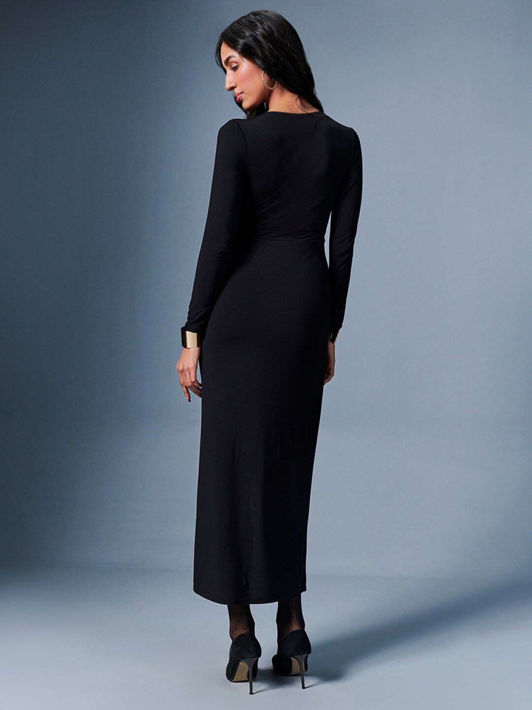 AND Long Sleeves Wrap Maxi Dress