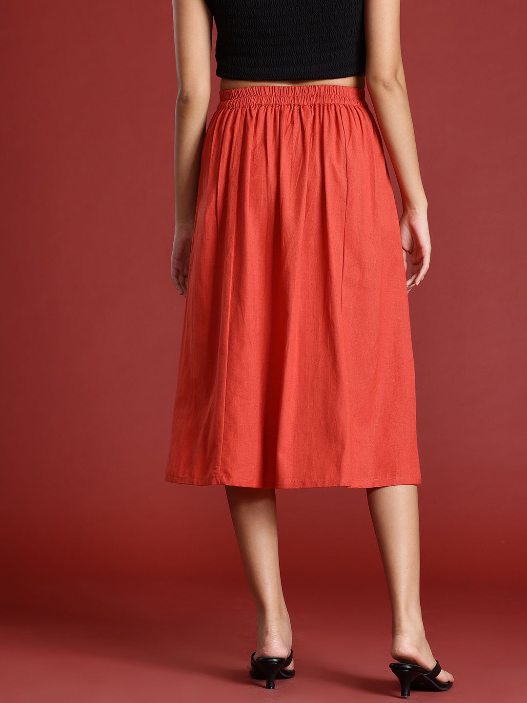 all about you Cotton Linen A-Line Skirt