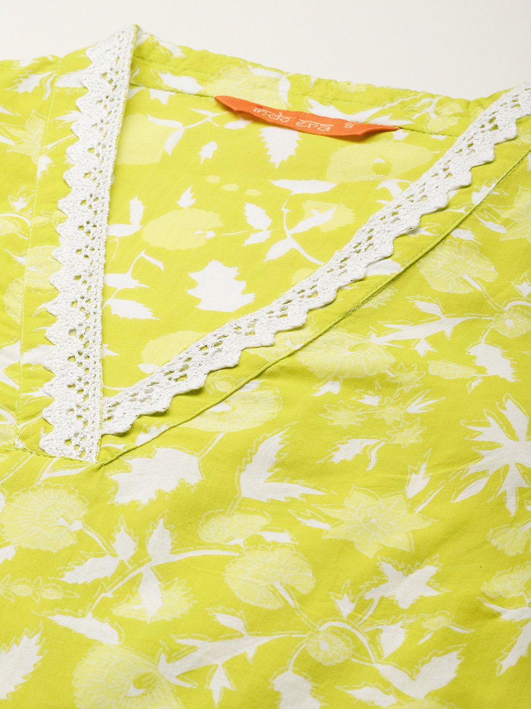 Indo Era Floral Printed Pure Cotton Kurta with Trousers