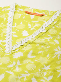 Indo Era Floral Printed Pure Cotton Kurta with Trousers