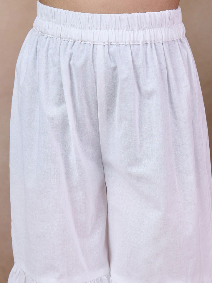 pspeaches Girls Ethnic Motifs Printed Flared Sleeves Straight Kurta With Sharara & Dupatta