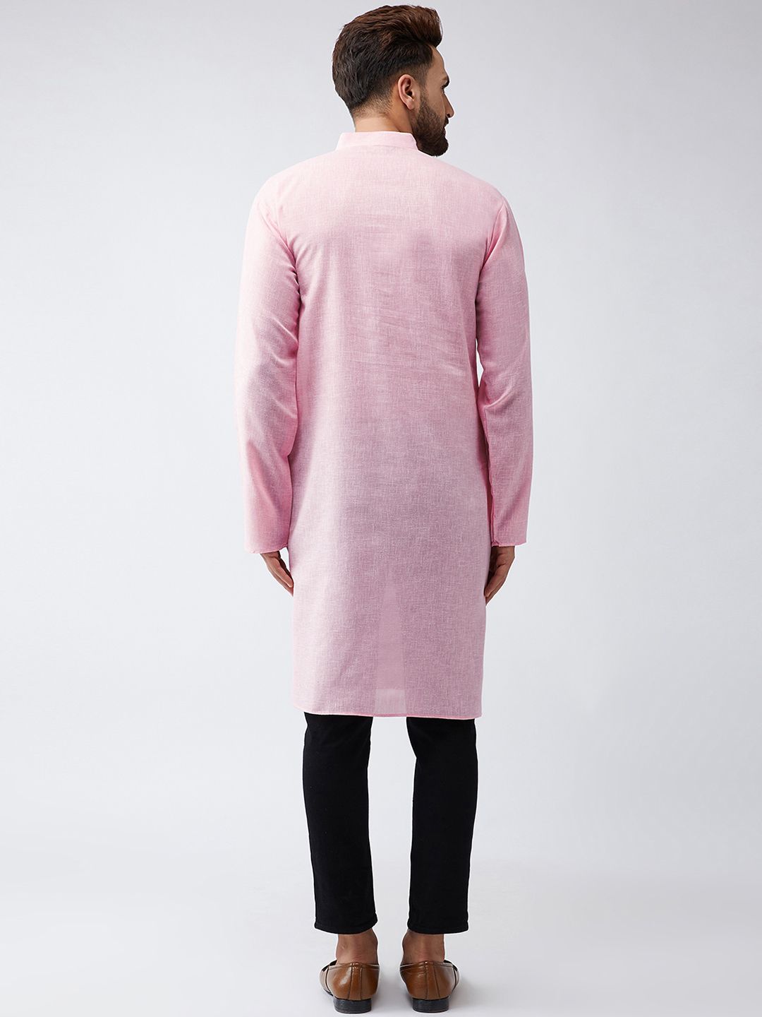 SOJANYA Men Pink Solid Kurta Lurus