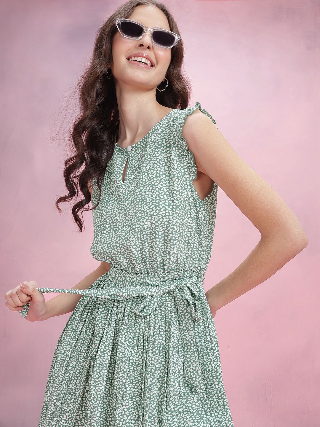 DressBerry Floral Print Ruffle Detail A-Line Dress