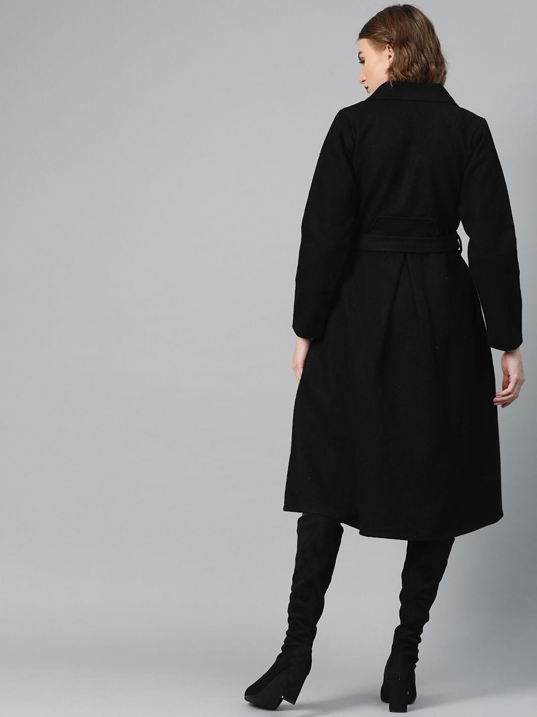 Athena Women Black Solid Overcoat