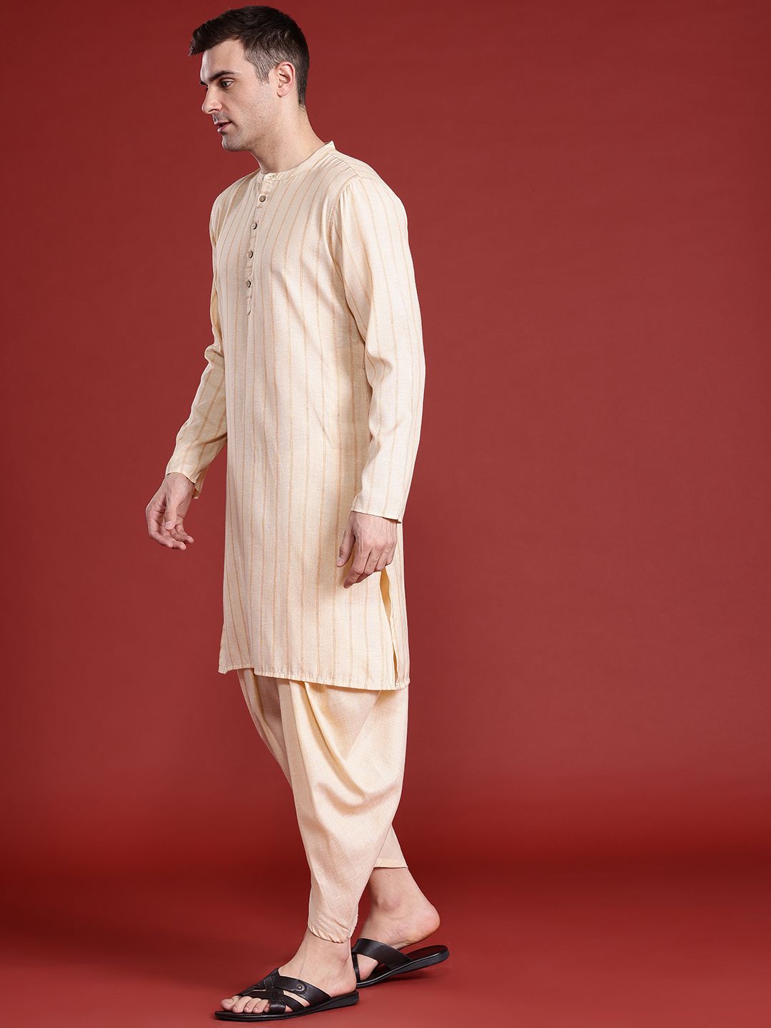 Anouk Men Striped Kurta with Salwar
