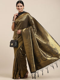 Saree mall Black & Gold-Toned Ethnic Motifs Zari Silk Blend Banarasi Sarees