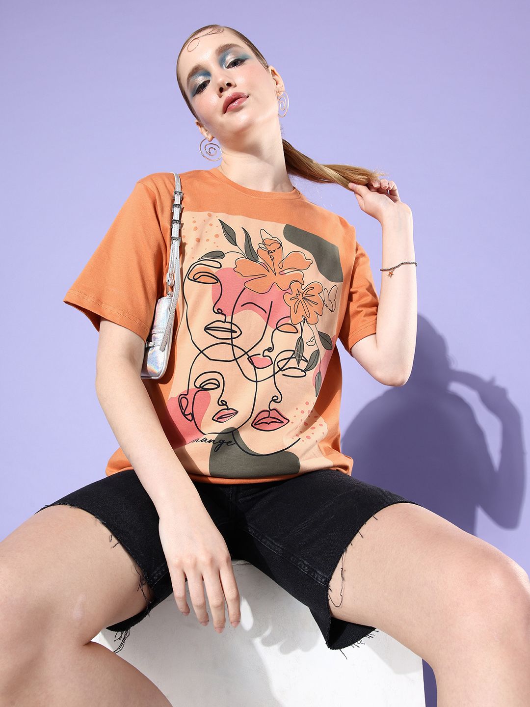 DILLINGER Graphic Printed Oversized Longline Pure Cotton T-shirt