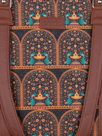 ZOUK Women Brown Ethnic Motifs Printed Structured Tote Bag