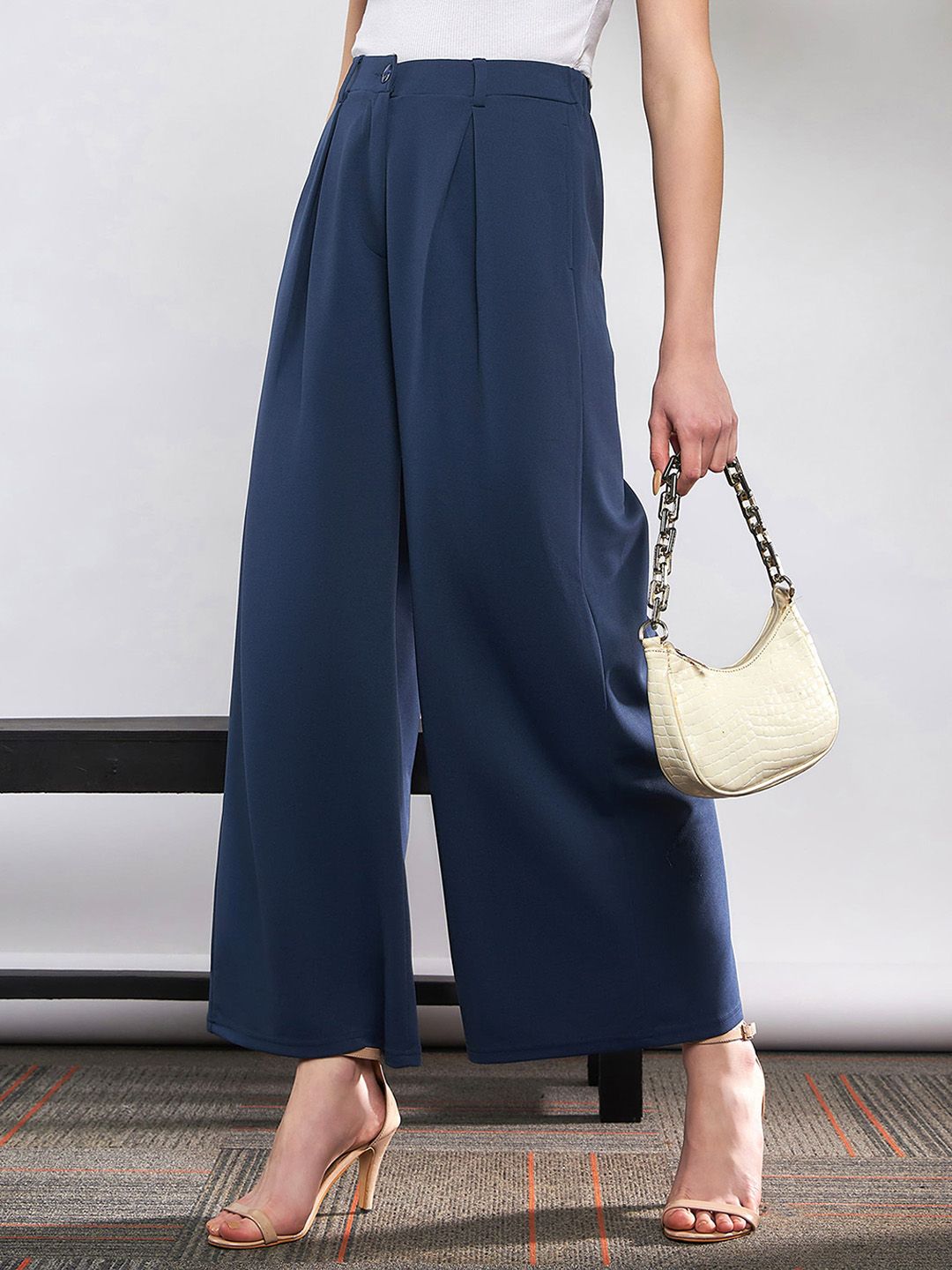 SASSAFRAS Women Flared High-Rise Parallel Trousers