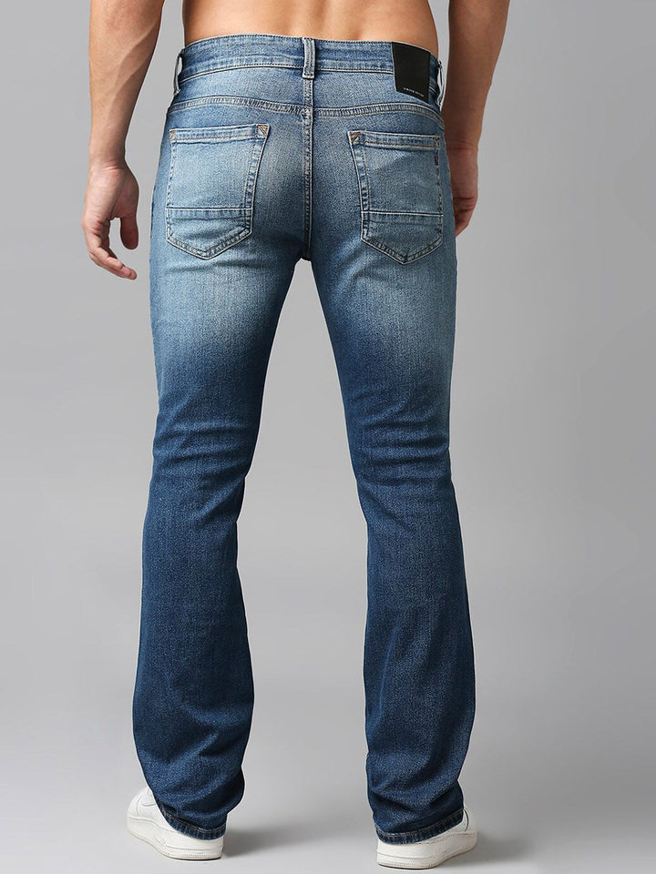 SPYKAR Men Cotton Bootcut Low-Rise Mildly Distressed Heavy Fade Stretchable Jeans