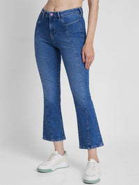 SPYKAR Women Elissa Bootcut Fit Clean Look High-Rise Stretchable Crinkle  Jeans