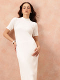 all about you High Neck Sheath Midi Dress